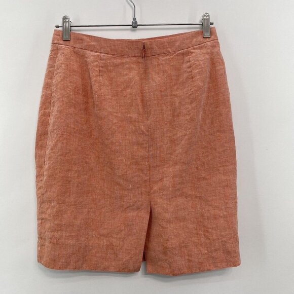 J Crew Linen Skirt Knee Length Straight Lined Orange Peach Womens 2 - Picture 2 of 11